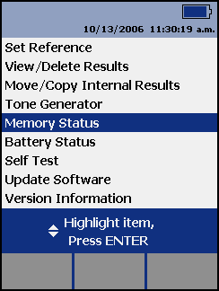 Memory Status Test on DTX Display