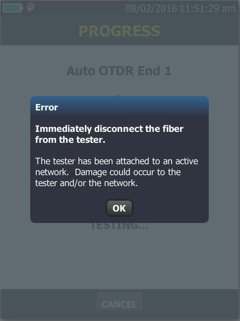 Active Fiber Link Connection Error Message