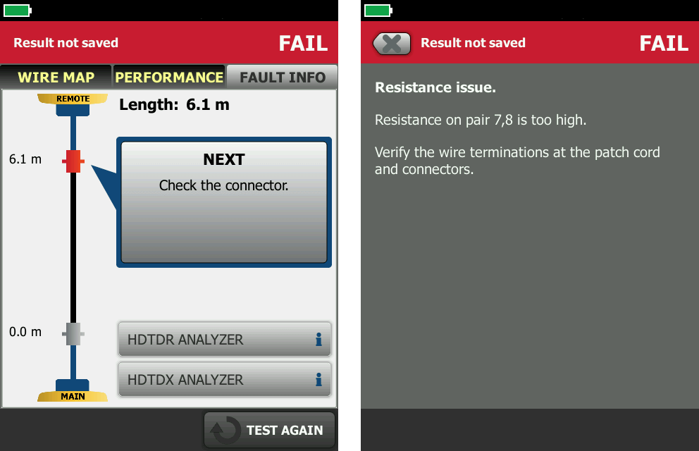 NEXT Connector Fail Screen