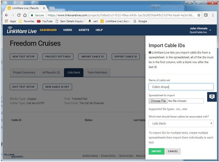 Steps to import cable IDs