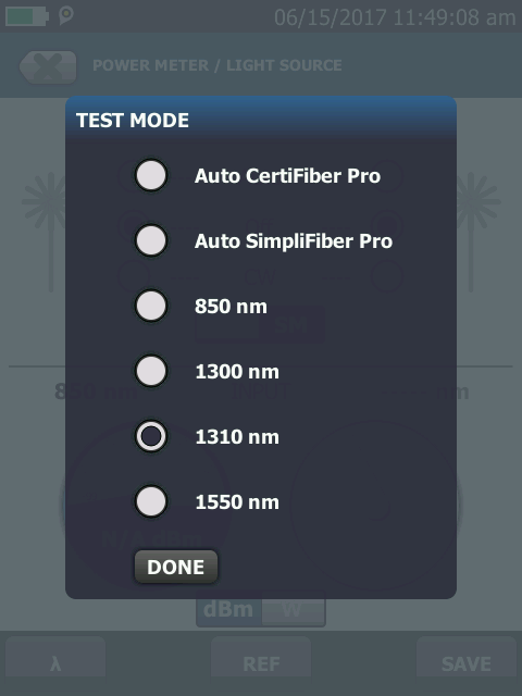 Configuración de la longitud de onda en un medidor de potencia