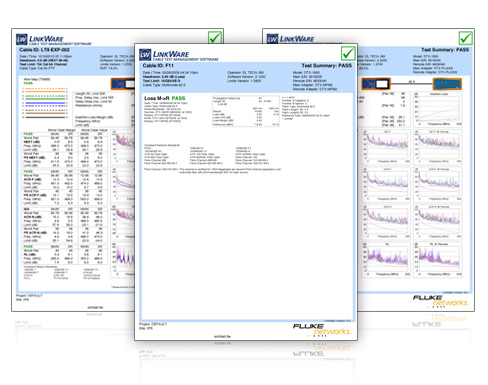  LinkWare Cable Test Management Software Screen