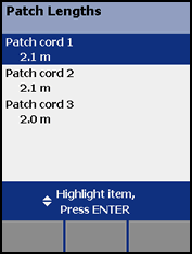 Highlighted Patch Lengths Screen