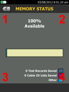 Versiv TFS Memory Status Screen