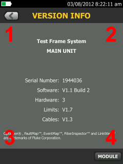 Informations de version du système de trame de test - blanc