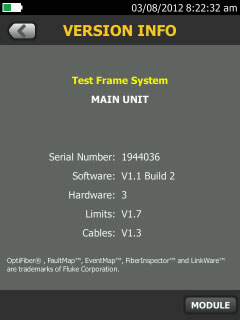 Test Frame System Version Information-Yellow