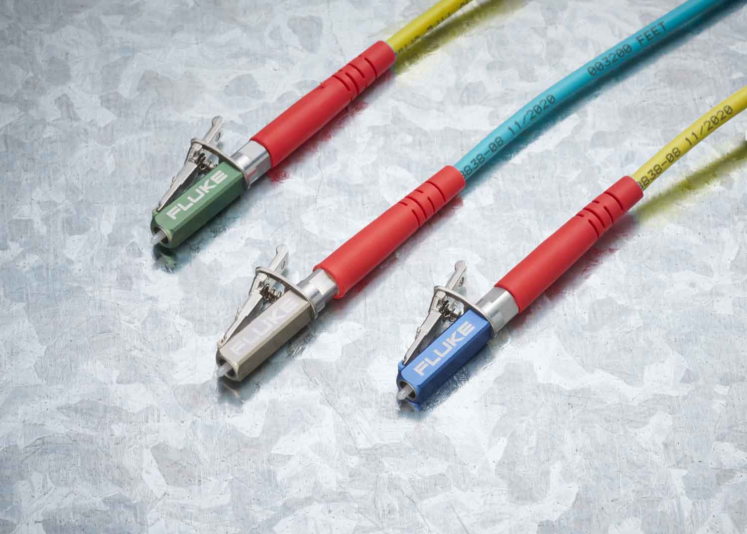 Three Fluke Networks Metal LC Connectors