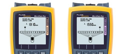 MultiFiber Pro test screens showing a scan on all fibers.