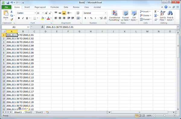 Cable ID List Excel File