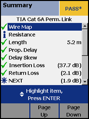DTX CableAnalyzer Autotest Result with Asterisk