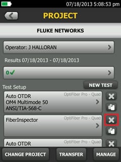Highlighted Delete Button in OptiFiber Pro