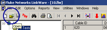LinkWare Software Open File Button