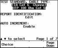 Highlighted Cable Type Screen