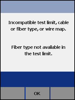 Incompatible Test Limit Message