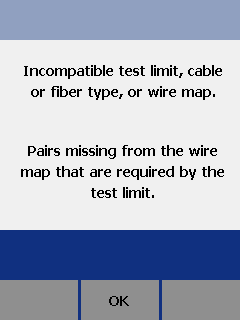Incompatible Test Cable