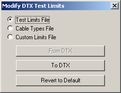 DTX Test Limits Utility in Linkware Software