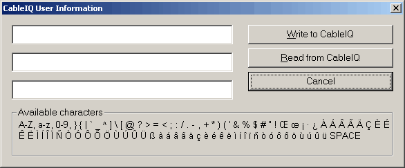 CableIQ User Information Screen