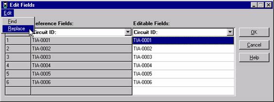 Selected Edit Fields Replace Option