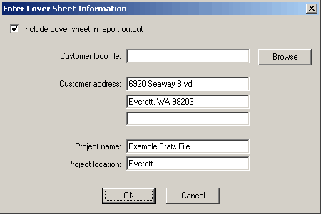 Cover Sheet Information Window